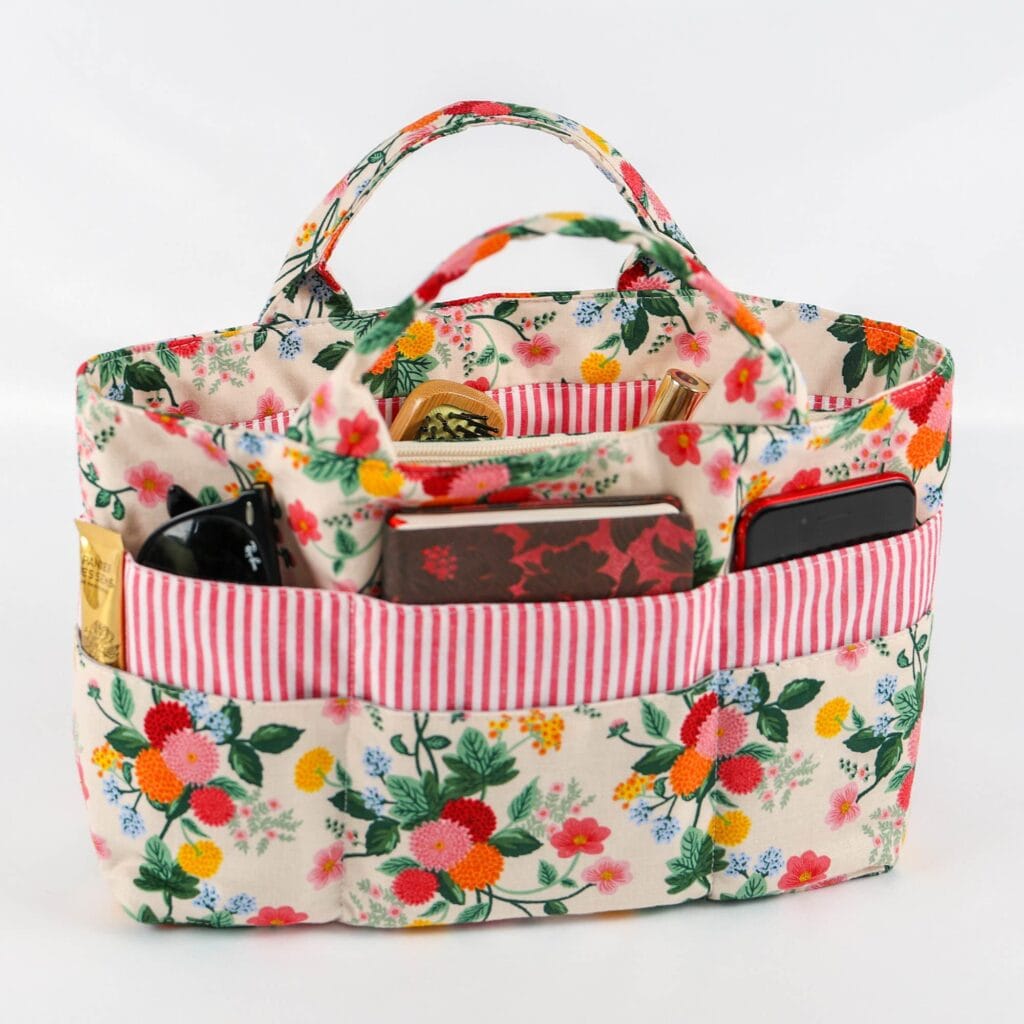 Floral custom organizer bag insert in product catalog
