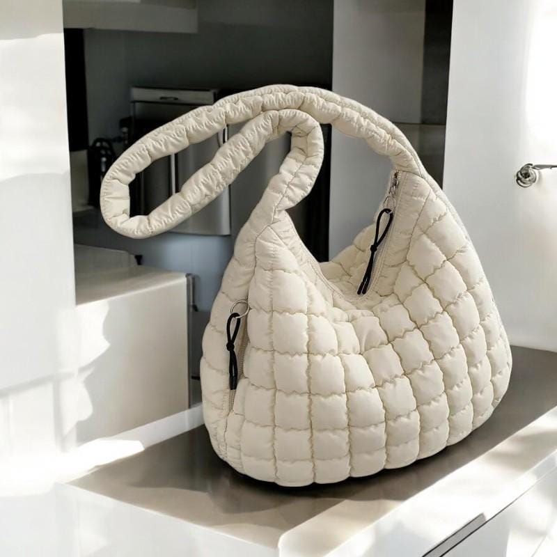 White quilted custom shoulder bag from B2B catalog