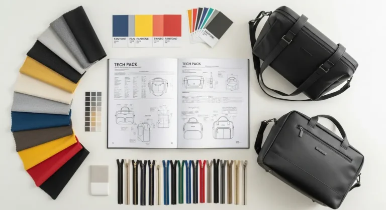 Bag technical drawing and specification planning reference