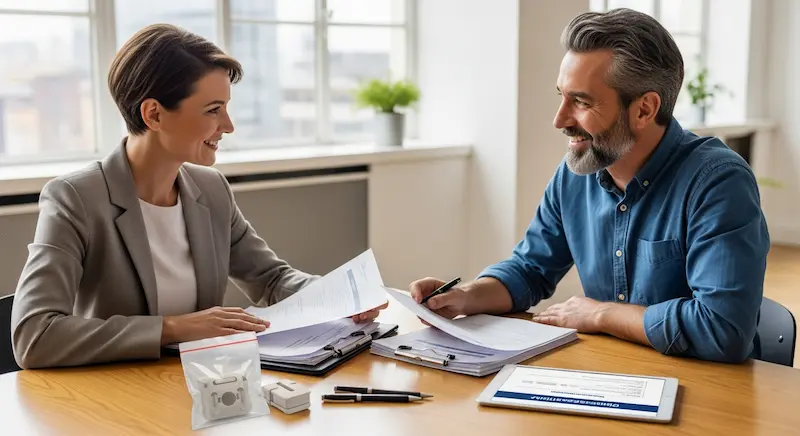 A brand owner and manufacturer reviewing third-party lab test reports for bag compliance