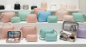 A collection of premium cosmetic bags featuring hydrolysis-resistant PU and waterproof EVA linings