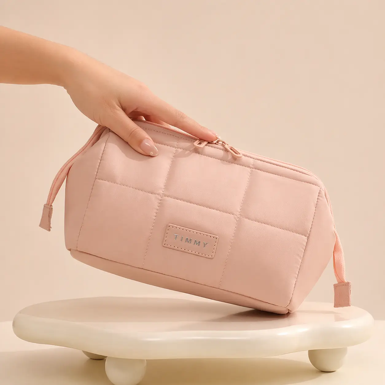Quilted Polyester Women Cosmetic Bag