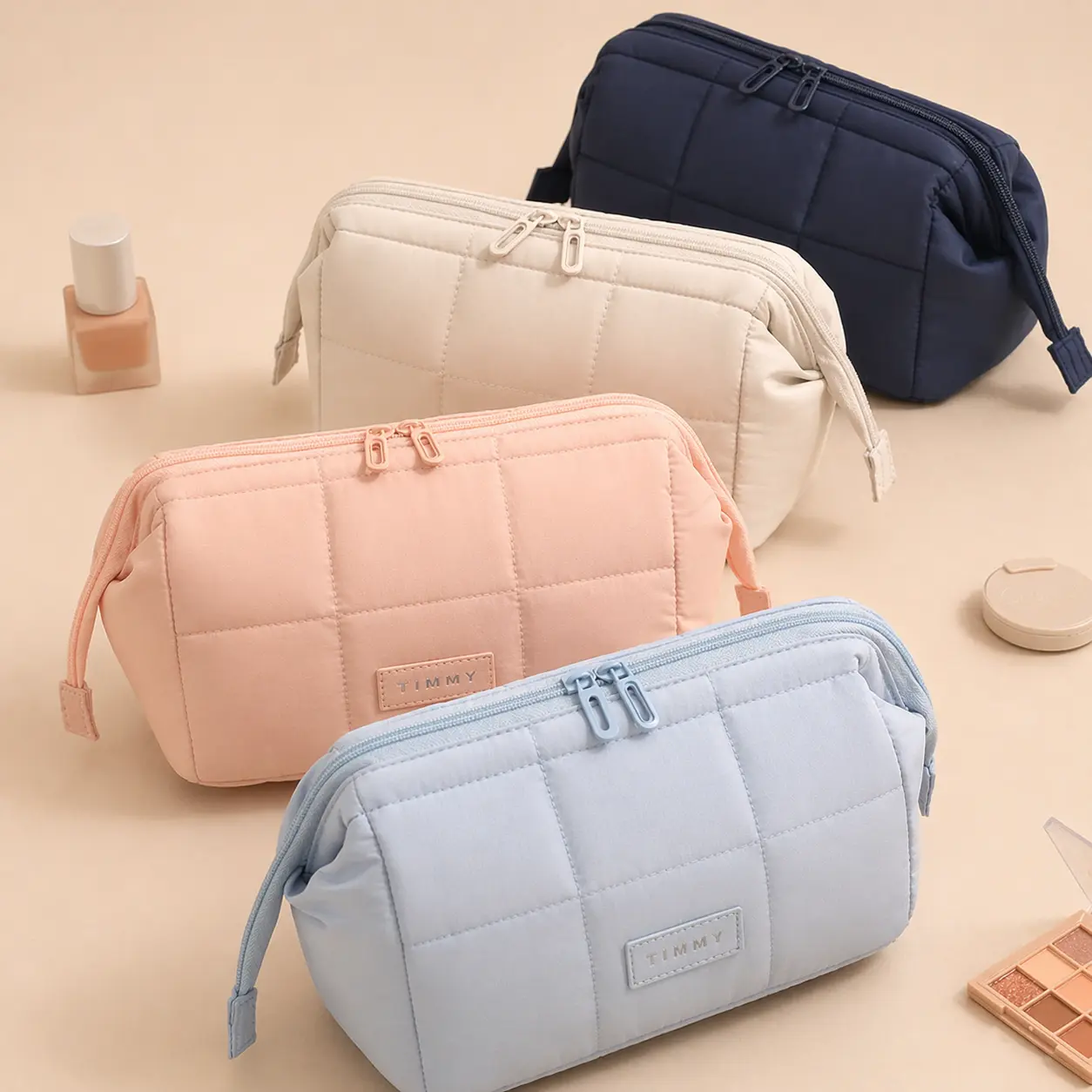 Quilted Polyester Women Cosmetic Bag