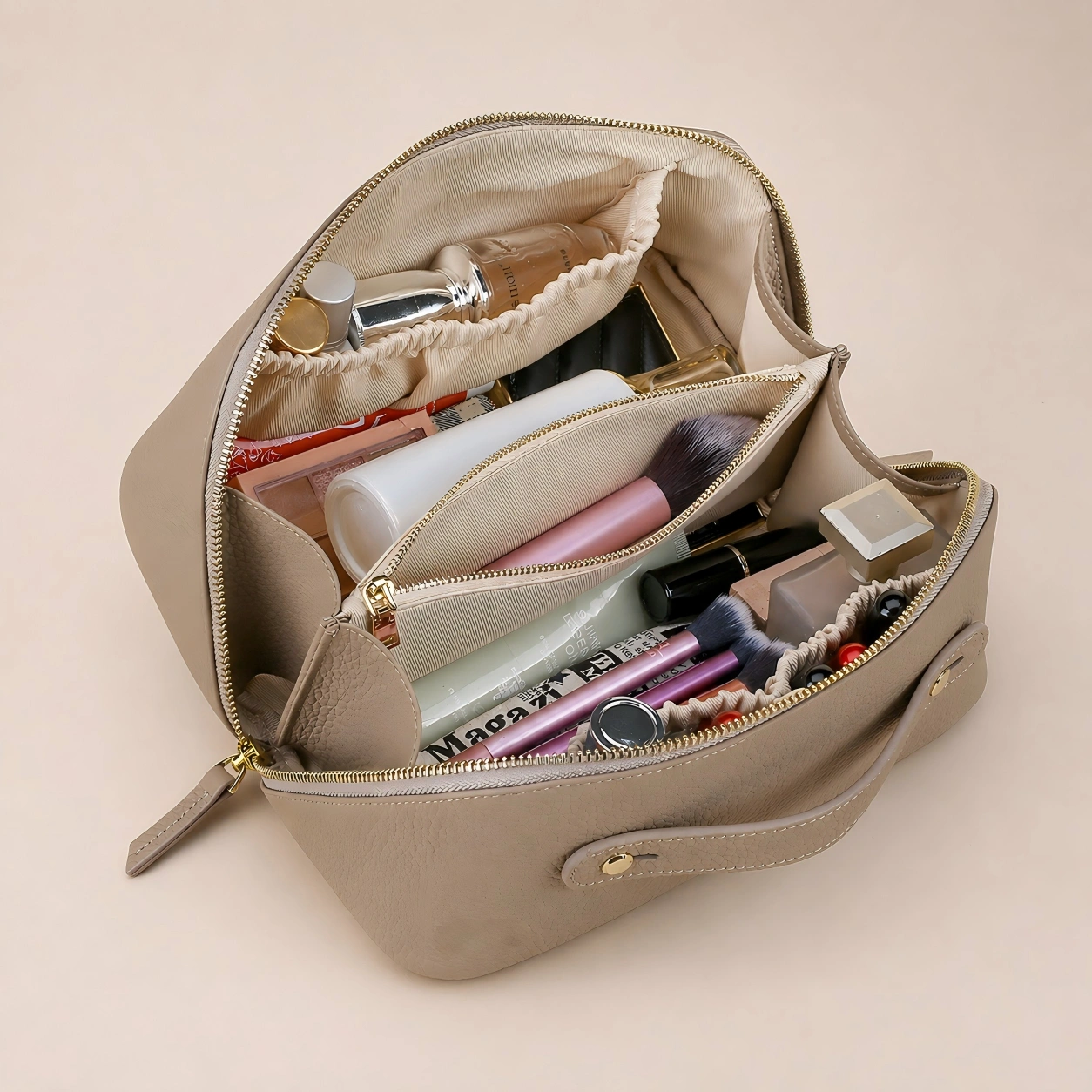 Cowhide Women Cosmetic Bag