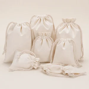 Eco-Friendly Cotton Canvas Women Drawstring Pouch Set