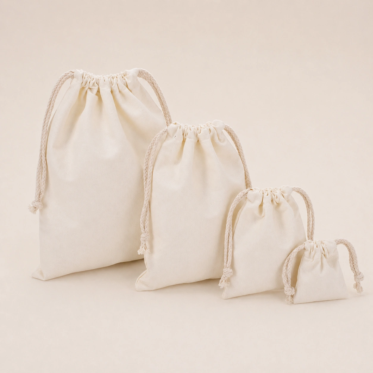 Eco-Friendly Cotton Canvas Women Drawstring Pouch Set