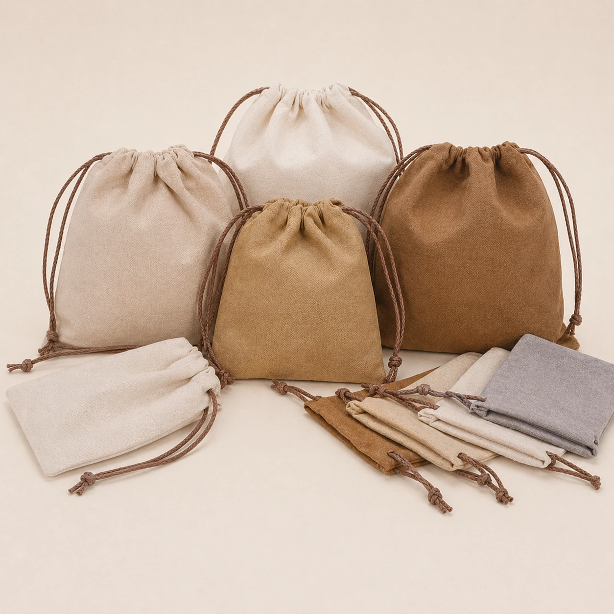 Eco-Friendly Cotton Canvas Women Drawstring Pouch Set