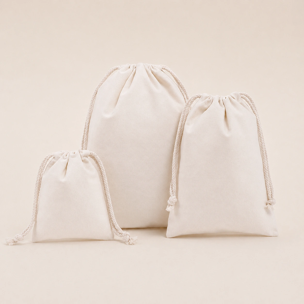 Eco-Friendly Cotton Canvas Women Drawstring Pouch Set
