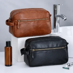 Handheld Leather Women Toiletry Bag