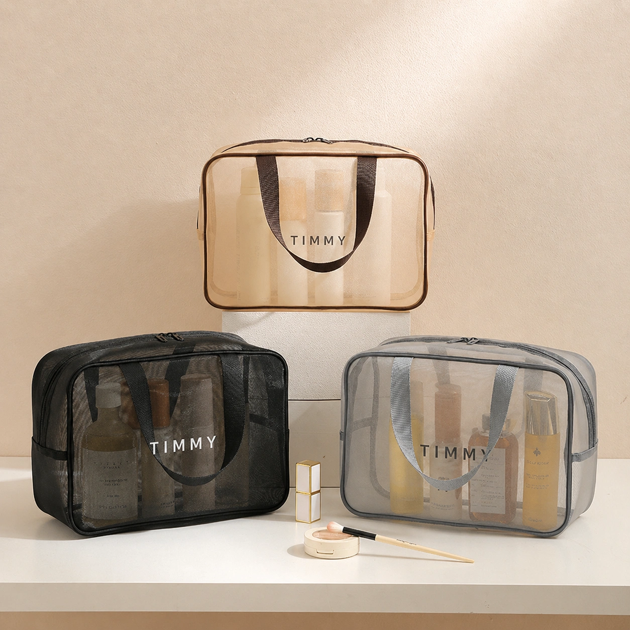 Large Mesh Bow Storage & Travel Toiletry Bag