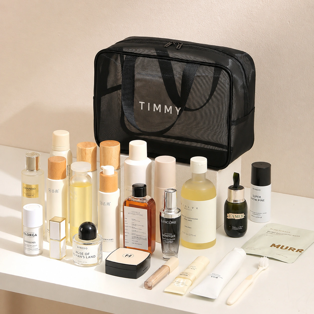 Large Mesh Bow Storage & Travel Toiletry Bag
