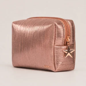 Metallic Rose Gold Compact Women Cosmetic Pouch