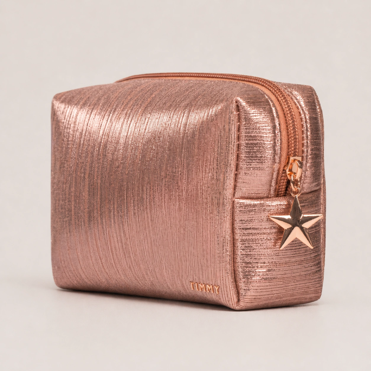 Metallic Rose Gold Compact Women Cosmetic Pouch