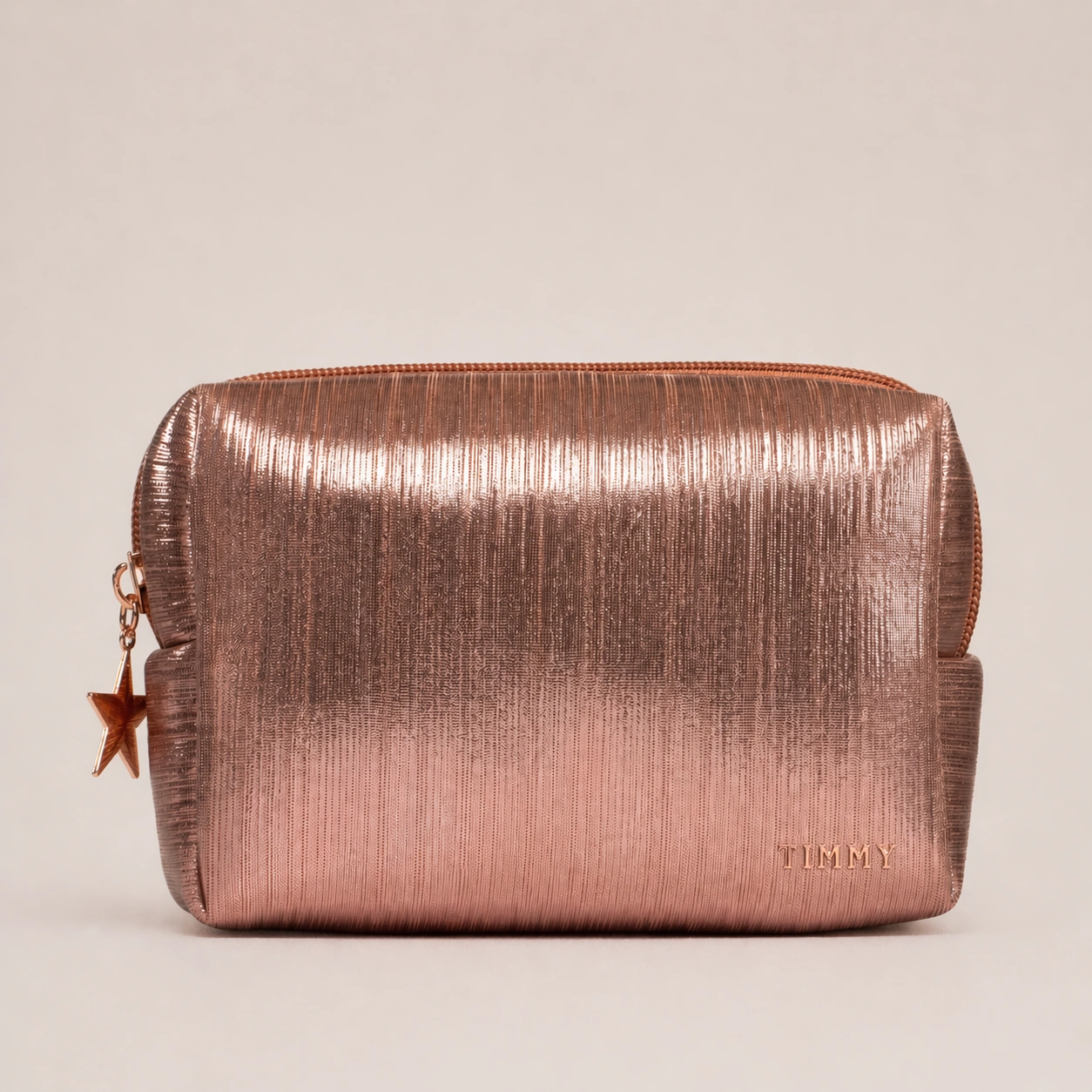 Metallic Rose Gold Compact Women Cosmetic Pouch