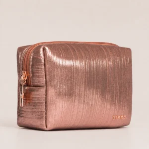 Metallic Rose Gold Compact Women Cosmetic Pouch