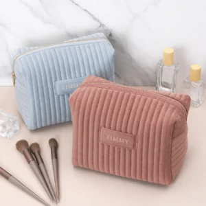 Quilted Velvet Women Trapezoid Cosmetic Bag Set