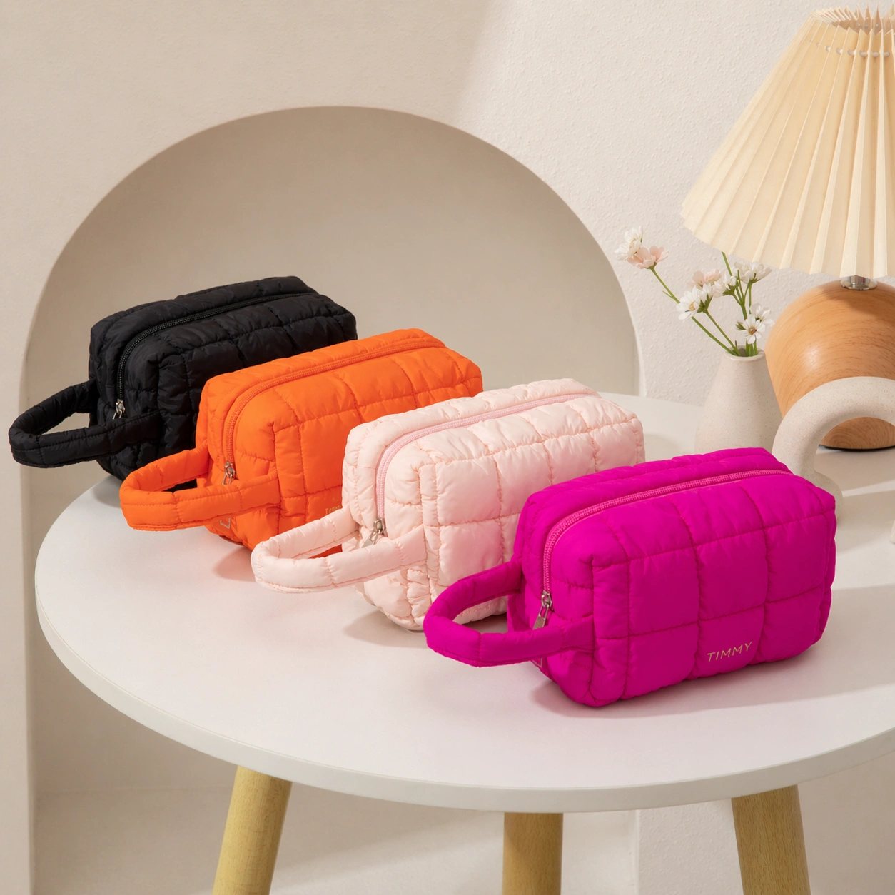 Quilted Women Handheld Cosmetic Bag