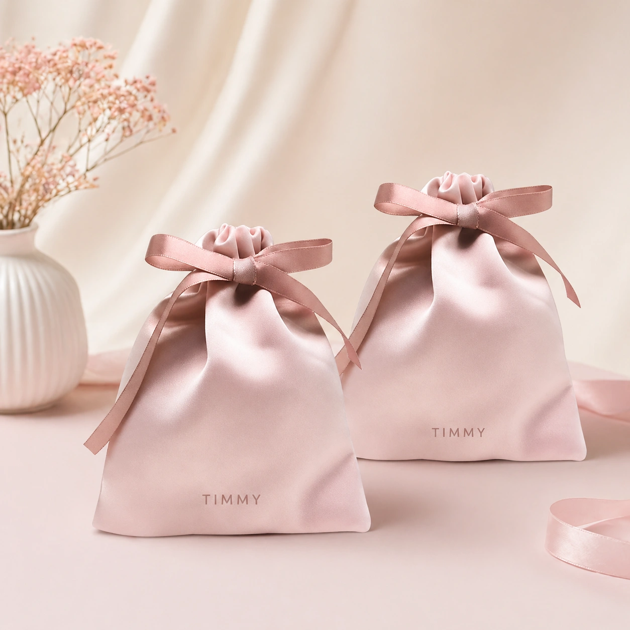 Satin Women Drawstring Storage Pouch