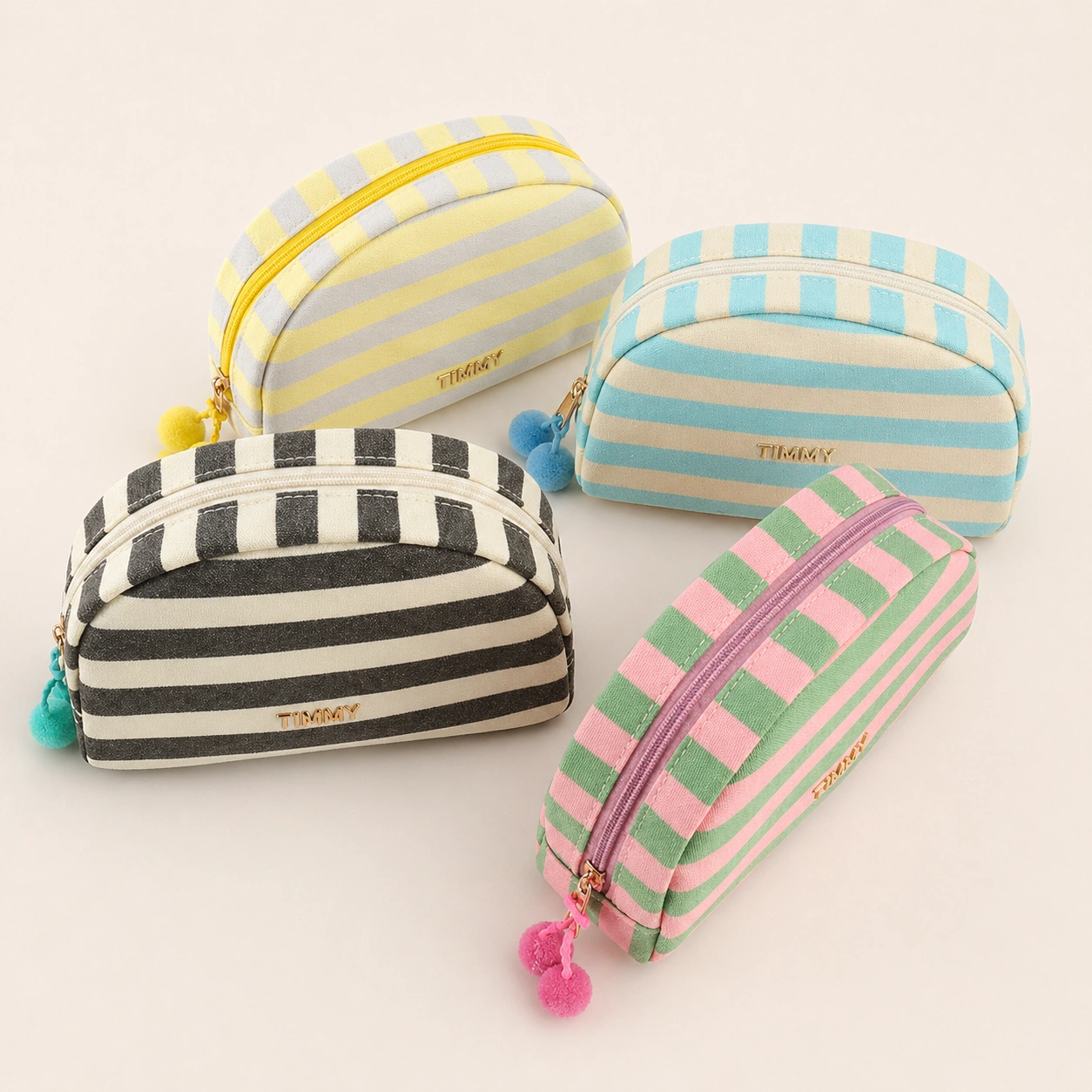 Striped Semicircle Women Cosmetic Bag