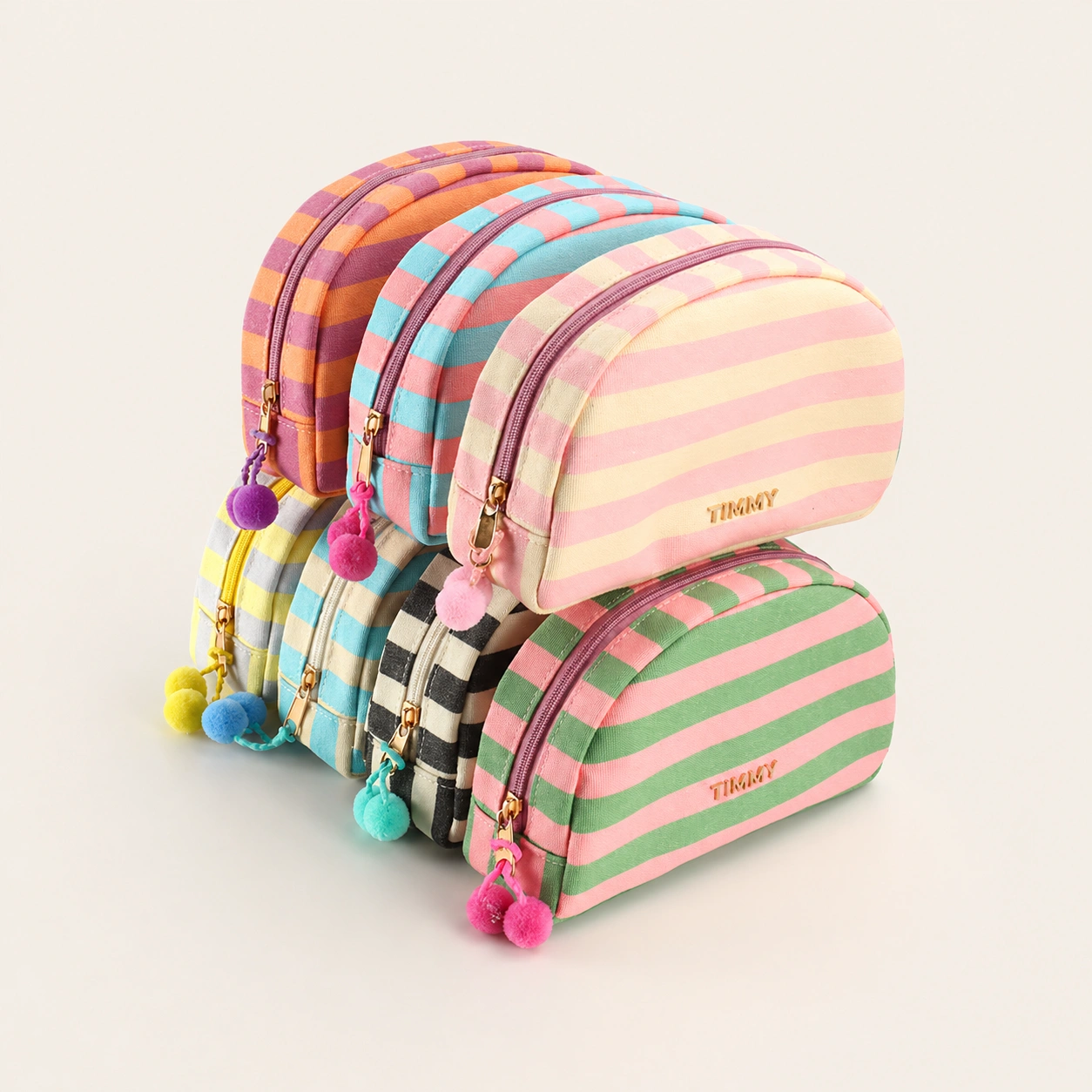 Striped Semicircle Women Cosmetic Bag