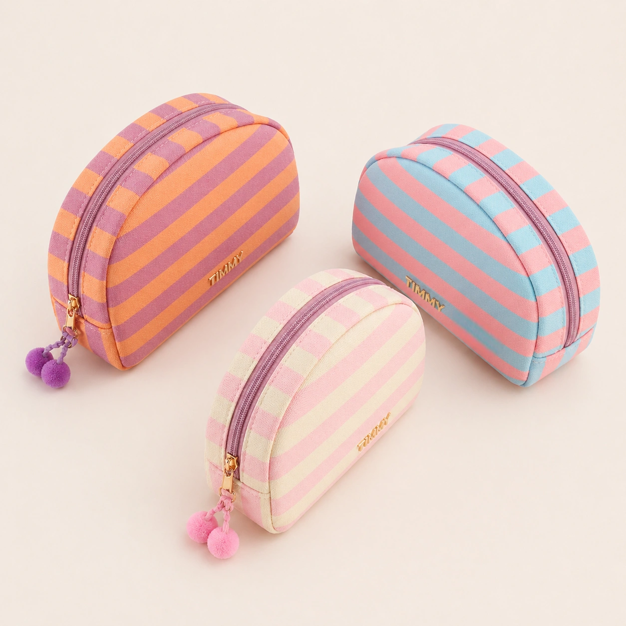 Striped Semicircle Women Cosmetic Bag
