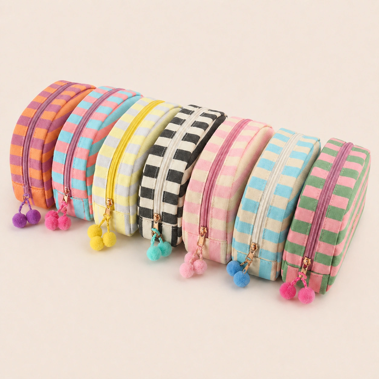 Striped Semicircle Women Cosmetic Bag