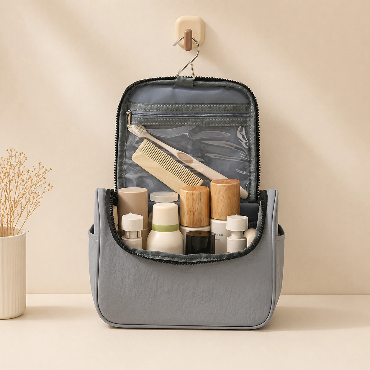 Taslan Curved Women Cosmetic Bag