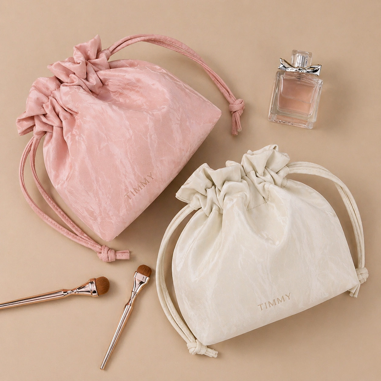 Velvet Quicksand Women Drawstring Cosmetic Pouch