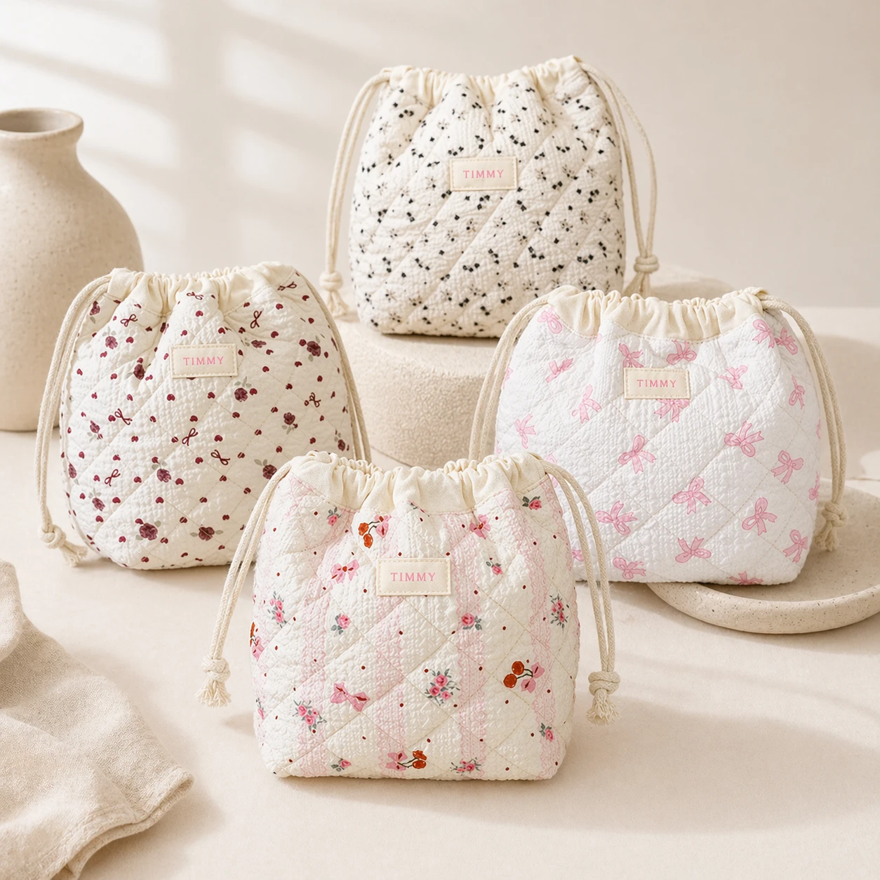 Women Printed Drawstring Cosmetic Storage Bag