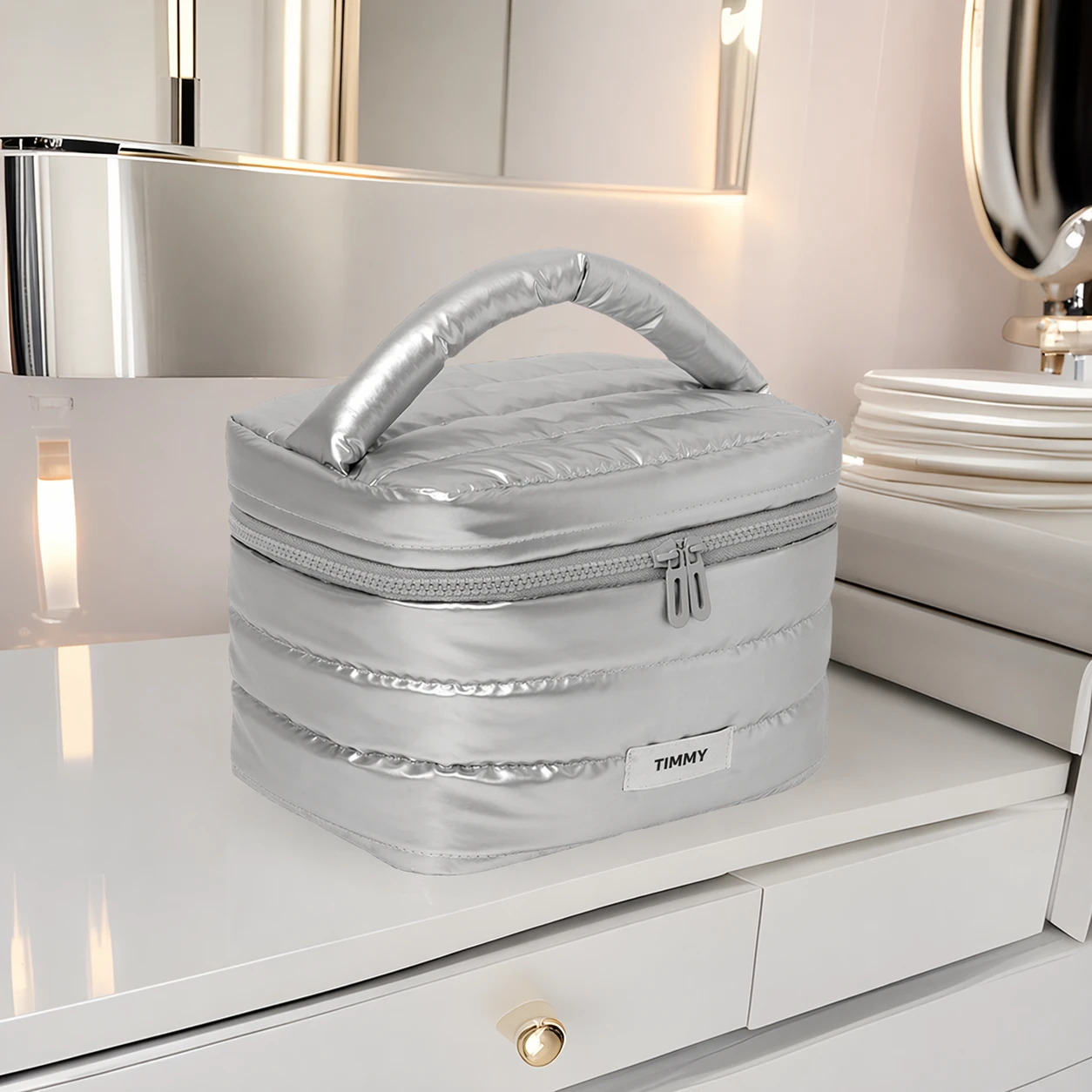 Women Starry Brilliance Puffy Cosmetic Bag