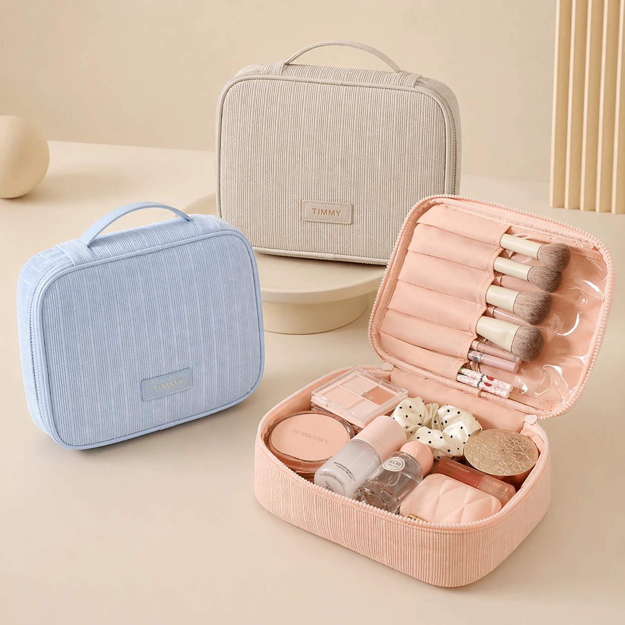 Women Velvet Whisper Corduroy Cosmetic Bag