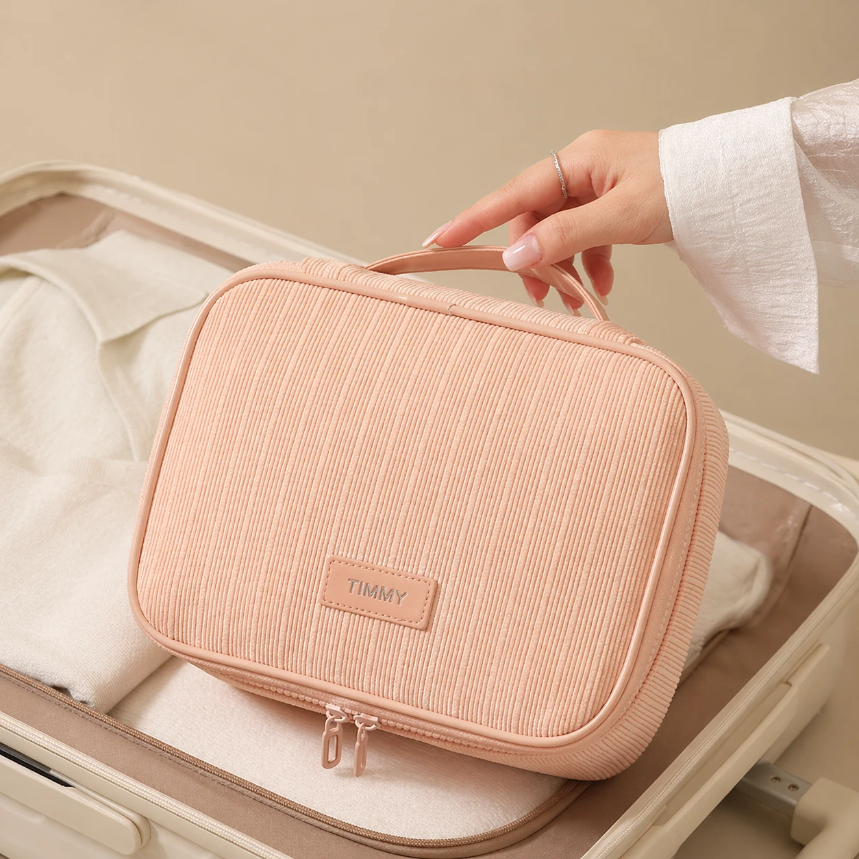 Women Velvet Whisper Corduroy Cosmetic Bag