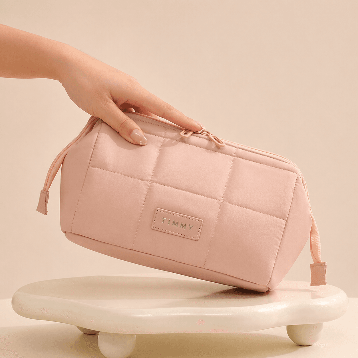 Quilted Polyester Women Cosmetic Bag
