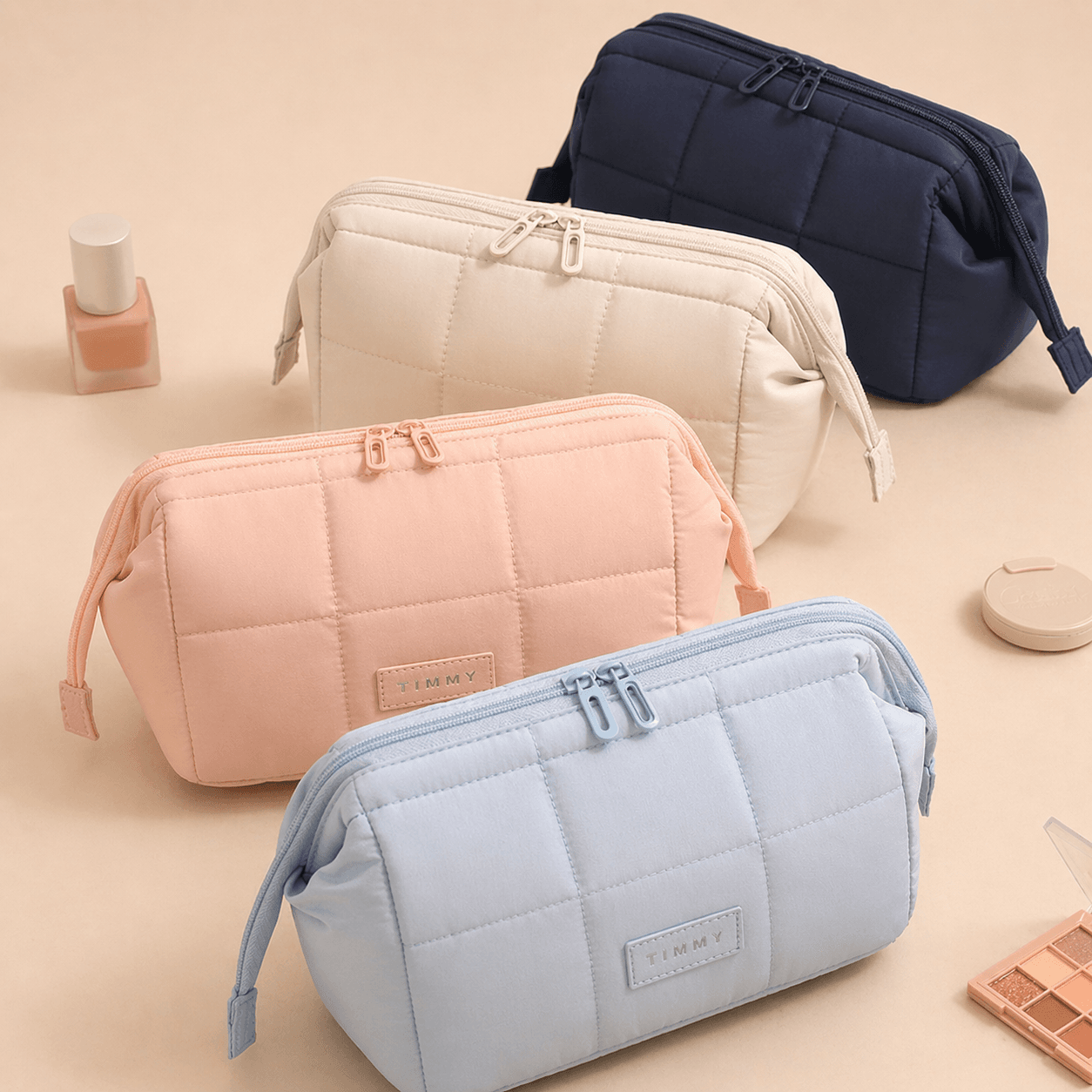 Quilted Polyester Women Cosmetic Bag